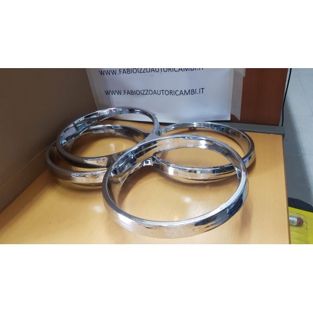COPPIA CORNICI FARO FIAT 124 SPORT DESTRA E SINISTRA IN ACCIAIO CROMATE CASSA 186/A