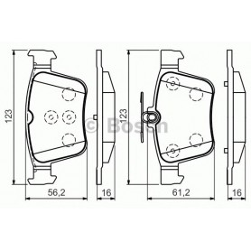 PASTIGLIE FRENO POSTERIORI VW GOLF ALLTRACK-GOLF VII DISP BOSCH 0986494658 POSIZ.ORIGINALE