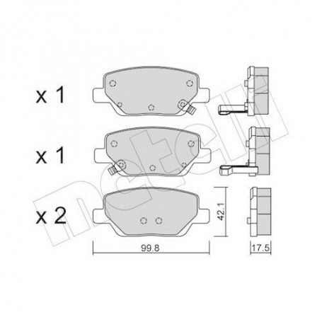 PASTIGLIE FRENO POSTERIORI FIAT TIPO DISP METELLI 22-1104-0 POSIZ.ORIGINALE