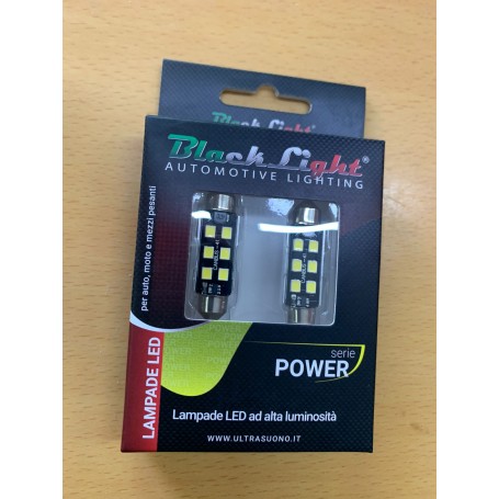 COPPIA LAMPADE LED BLACKLIGHT SILURO 41MM 12V