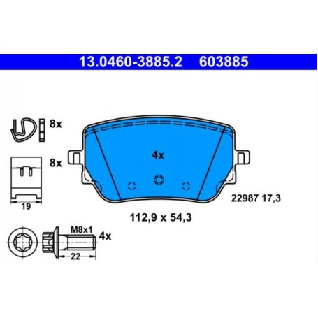 603885 - SERIE PATTINI FRENO POSTERIORI MERCEDES CLASSE A W177 - CLA X118 - GLA H247 ECC. DISP. ATE