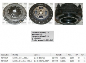 KIT FRIZIONE RENAULT LAGUNA 2.2 D DAL 1995 AL 2001 VALEO