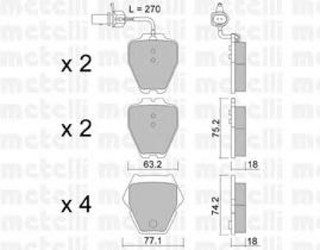 PASTIGLIE FRENO ANTERIORI AUDI A 4 S4 DAL 1997 A6 DISPONIBILI METELLI 22-0774-1